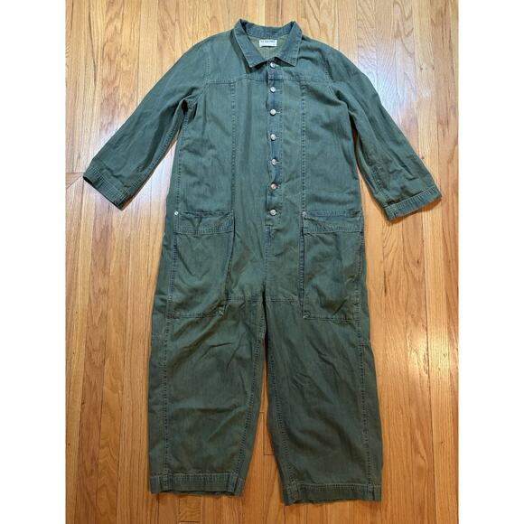 Free People We The Free Margarita Jumpsuit Women’s Size Medium Faded Green Wide - Picture 1 of 16